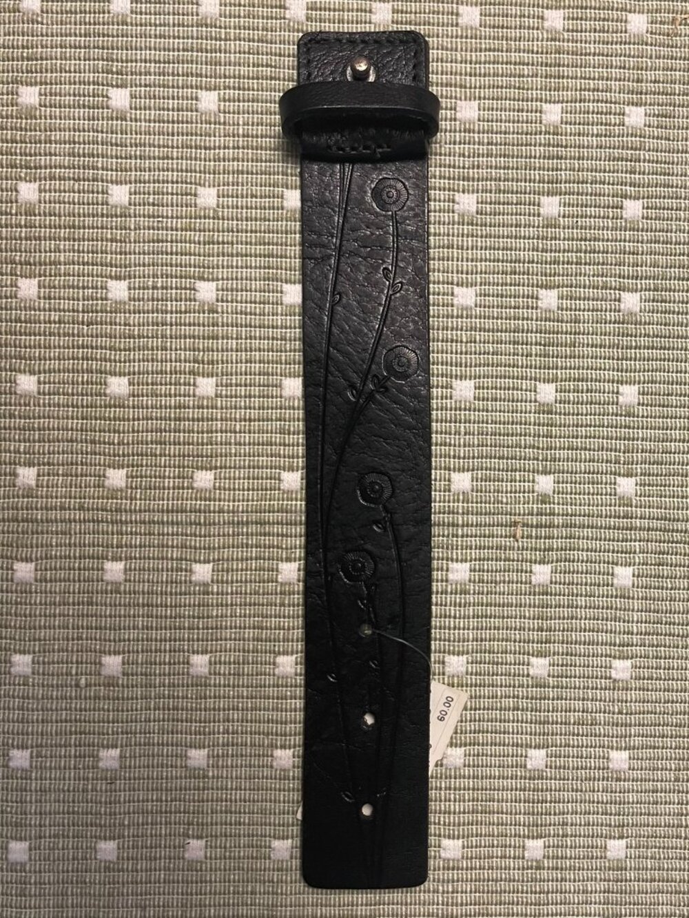 🖤 NY Industries Black Leather Tooled Cuff Bracelet - Made in Italy - NWT